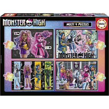 Educa Прогресивен пъзел, Educa, Monster High 4 в 1, 50/80/100/150 части (EDU19706)