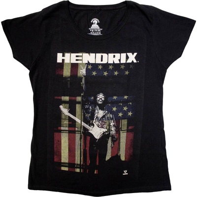 Jimi Hendrix Peace Flag Black L Дамски Риза (JHXTS12LB03)