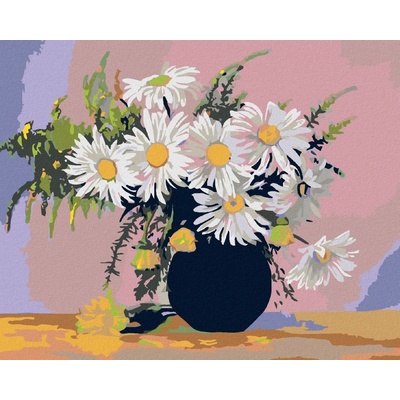 zuty malování podle čísel Kopretiny v černé váze 100 x 80 cm bez rámu a bez vypnutí plátna