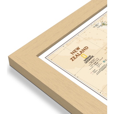 National Geographic Nový Zéland - nástěnná mapa Executive 60 x 77 cm Varianta: mapa v dřevěném rámu, Provedení: Pegi přírodní