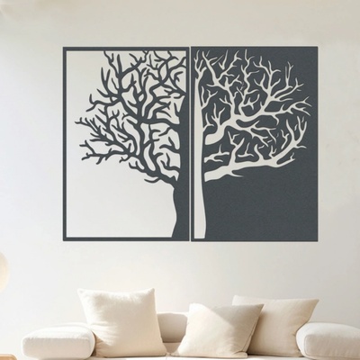 dřevo života Dřevěný strom na zeď DUALITY Zvolte barvu dekoru: Antracitová, Rozměry (cm): 80x60