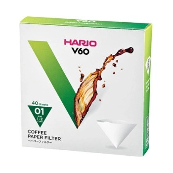 HARIO Хартиени филтри Hario V60-01 40 бр. , бели (VCF-01-40W)