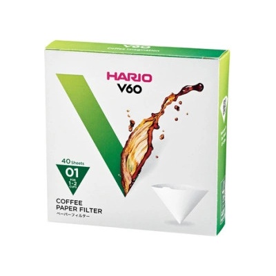 HARIO Хартиени филтри Hario V60-01 40 бр. , бели (VCF-01-40W)