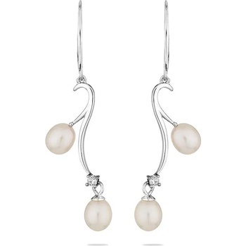 Image 1 of Swan Сребърни обици със сладководни бели перли CAA004 Swan