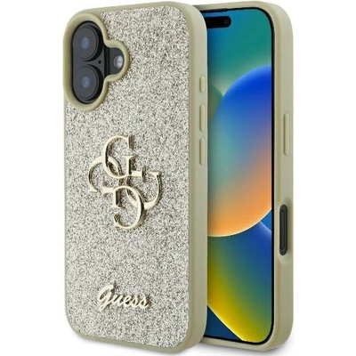 GUESS Голем 4G калъф Guess Fixed Glitter за iPhone 16 Plus - златен (3666339328573)