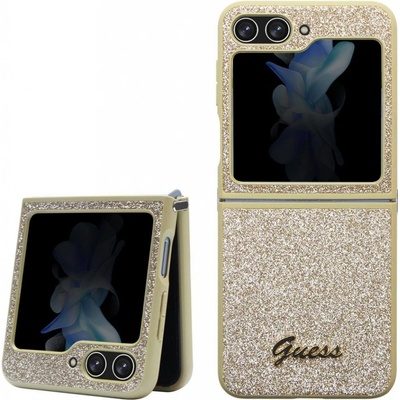 Púzdro Guess PC/TPU Glitter Flakes Metal Logo Samsung Galaxy Z Flip 5 Gold