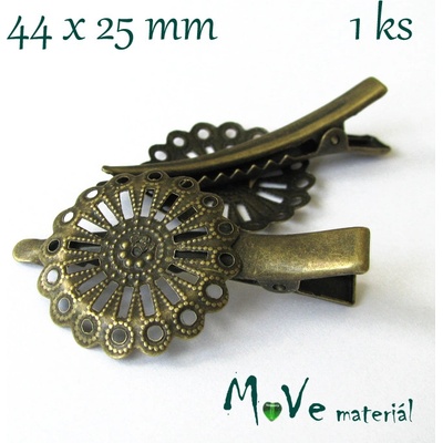 Vlasová spona filigrán 44mm staromosaz