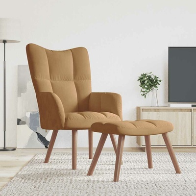 vidaXL 328070 Relaxační se stoličkou hnědé samet