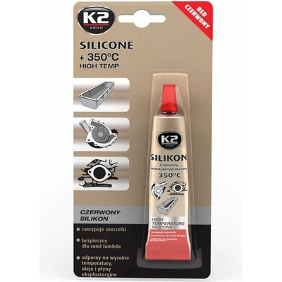 K2 SILICONE RED - silikon pro utěsnění části motoru při montáži, 21g