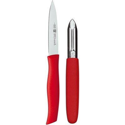Zwilling Nôž na krájanie / lúpanie a oberačka na zeleninu TWIN GRIP červený