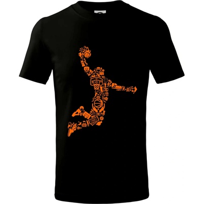 Hráč basketbalu ikony tričko dětské bavlněné černá