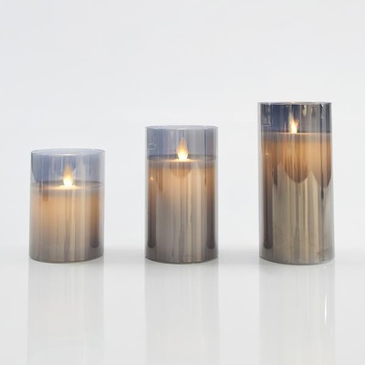 Eurolamp vánoční dekorace skleněná LED svíčka časovač 7,5 x 15 cm
