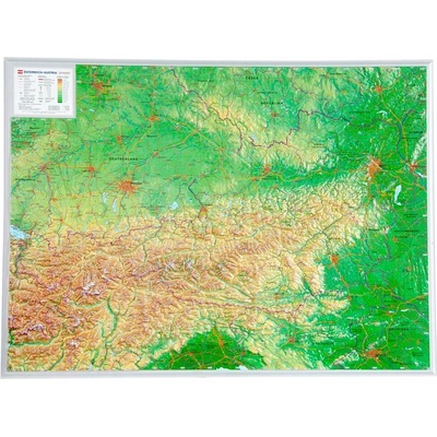Rakousko - plastická mapa 80 x 60 cm