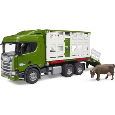 BRUDER Превозвач на животни Scania с фигура на крава (03548)
