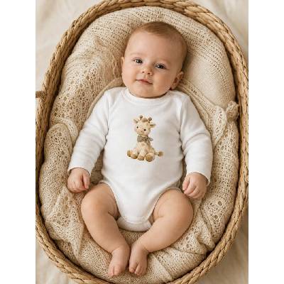 Detské body GIRAFFE s dlhým rukávom Biela