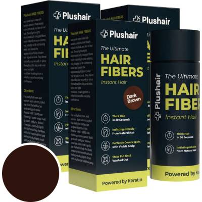 SET 3 balenia Plushair HAIR FIBERS vlasové vlákna tmavo hnedá