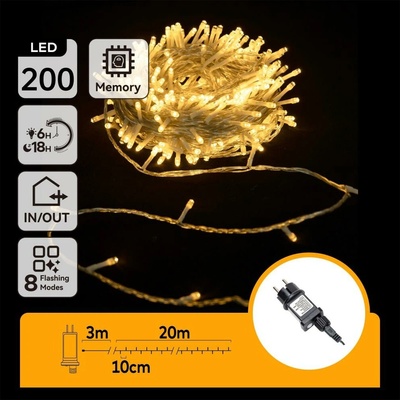 Aigostar LED Venkovní vánoční řetěz 200xLED 8 funkcí 23m IP44 teplá bílá B103031PR