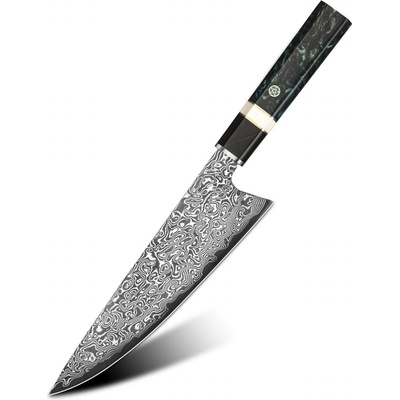 HARAHU Дамаски кухненски нож ZE-37476 - Chef / Зелен / Черен KP37476