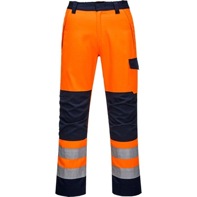 Portwest MV36 MODAFLAME RIS Nehorľavé nohavice Fluorescenčno oranžová Námornícka modrá
