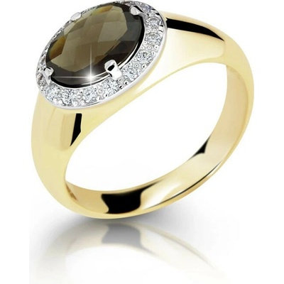 Cutie Jewellery Zlatý prsten se záhnědou a zirkony Z9003 1892 ZA X 1