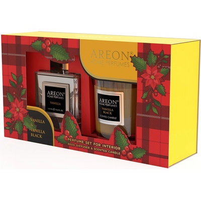 Areon Комплект ароматна свещ Areon Classic - С ароматни пръчици, Vanilla Black (SHP4_G01)