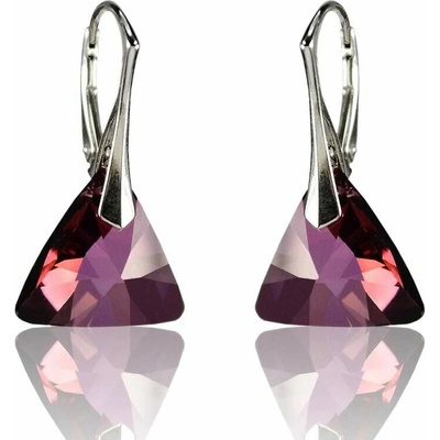 Swarovski Elements Xilion Triangle krystal 12 mm Stříbrné náušnice visací fialový trojúhelník 39174.2 – Zbozi.Blesk.cz