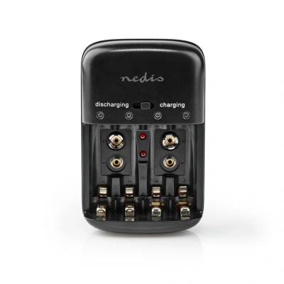 Nedis Зарядно за батерии Ni-MH, Nedis, BACH07, AA/AAA/E-Block, 9 V, Черно (BACH07)