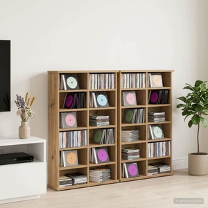 vidaXL Кабинет за CD 2 бр. Дъб артизан 60 x 17 x 92 см (8012745)
