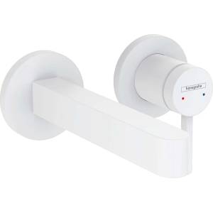 Hansgrohe Finoris - Скрита смесителна батерия за умивалник, монтаж с 2 отвора, EcoSmart, матово бяло 76051700 (76051700)