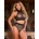 SuperLove Rhinestone Fishnet Bodystocking Set 3499 Black XS-M