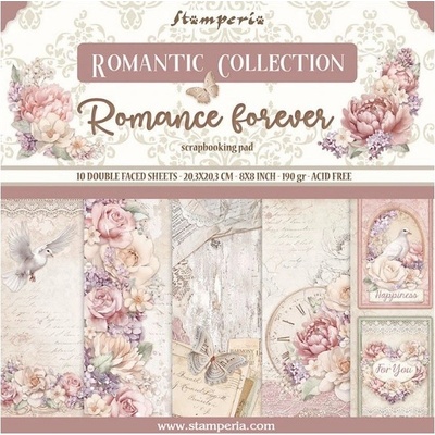Stamperia Sada oboustranných papírů 20 × 20 cm Romance Forever (10ks)