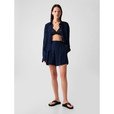 GAP lněné kraťasy 365 High Rise tmavě modrá