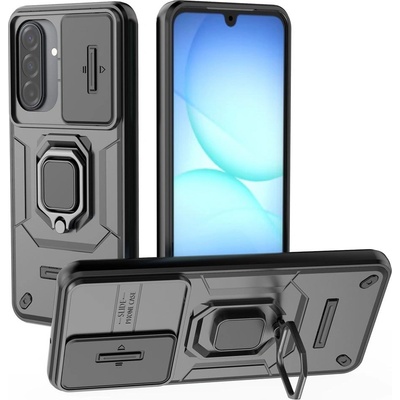 Samsung Защитен калъф и протектор за Samsung Galaxy A17 5G / A17 4G | PC + TPU с поставка, Капак за камерата| Цвят: Черен, Сив, Зелен, Лилав, Син