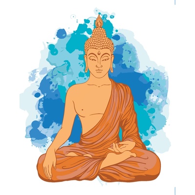 ZUTY Maľovanie podľa čísel MEDITUJÚCI ORANŽOVÝ BUDDHA 80 x 100 cm