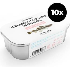 GymBeam Черен дроб от исландска треска в собствено масло 10 x 115 g