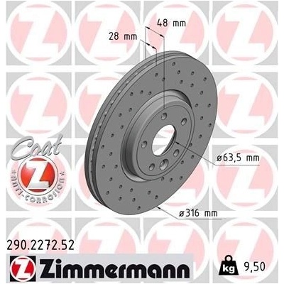 Brzdový kotúč (cena za 1ks) ZIMMERMANN 290.2272.52