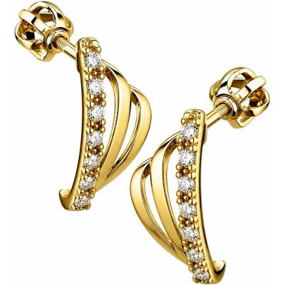 Zlaton Náušnice žluté zlato osazené zirkony visací 1.6cm 2.15g N04092604300