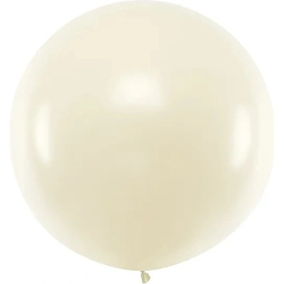 PartyDeco Balónek latexový JUMBO metalická smetanová 100 cm