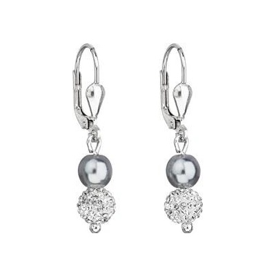 EVOLUTION GROUP CZ Stříbrné náušnice visací s Preciosa krystaly 31244.3 grey