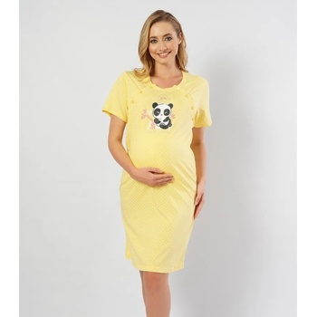 Image 1 of Нощница за бременни и кърмачки в жълто с точки и панда