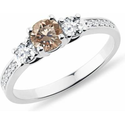 Klenota prsten z bílého zlata s champagne diamantem k0233042
