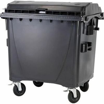 Meva-Tec Plastový kontejner s plochým víkem 1100 l. černý