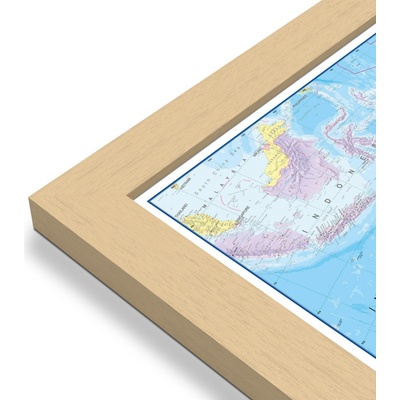 Maps International Austrálie a Oceánie - nástěnná politická mapa 120 x 100 cm Varianta: mapa v dřevěném rámu, Provedení: Pegi přírodní