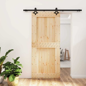 vidaXL Преплъзваща се врата Естествено и черно 90 x 210 cm (3445070)