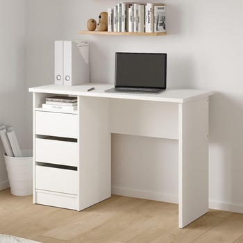 Бюро Function Plus с 3 чекмеджета Бял