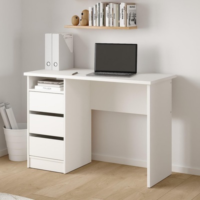 Бюро Function Plus с 3 чекмеджета Бял