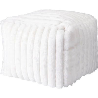 Home Styling Collection Čalouněný taburet z umělé kožešiny, 38 x 38 x 28 cm - bílý bílý