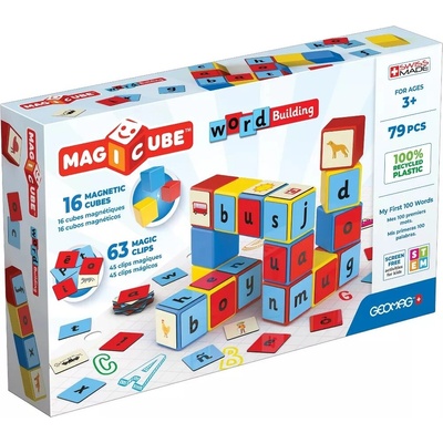 Geomag Комплект магнитни кубчета Geomag - Magicube, Word Building EU, 79 части (G259)