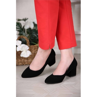 Moda Trend Дамски обувки от велур - Черни #311375 (311375_Черно)