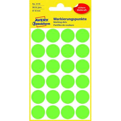 Avery Zweckform 3174 etikety 18mm 4 ks neon zelené